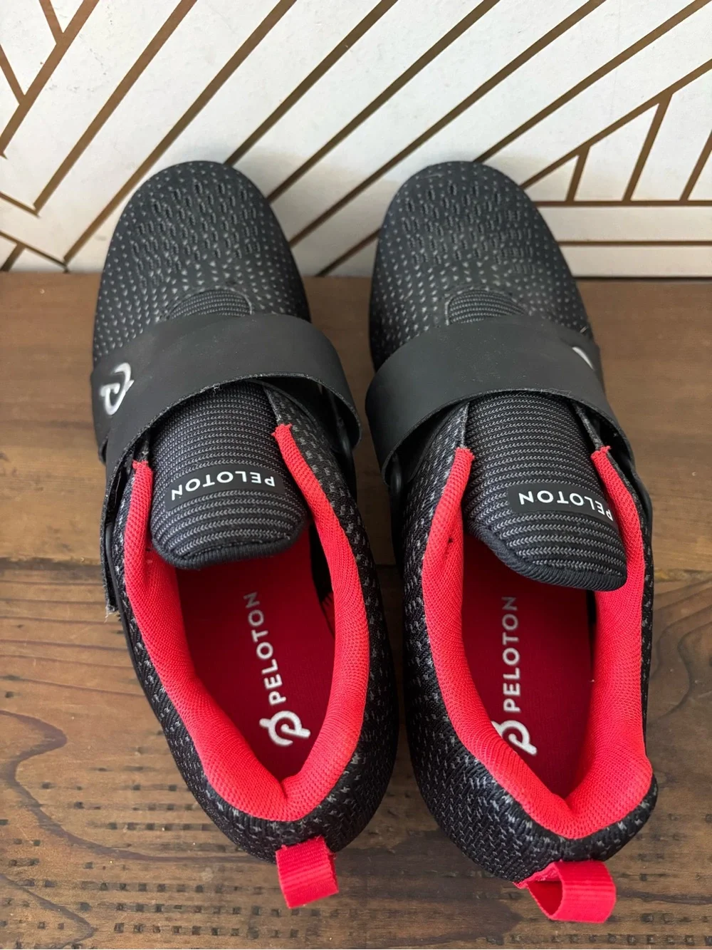 Peloton Black and Red Cycling Sneakers with Secure Strap